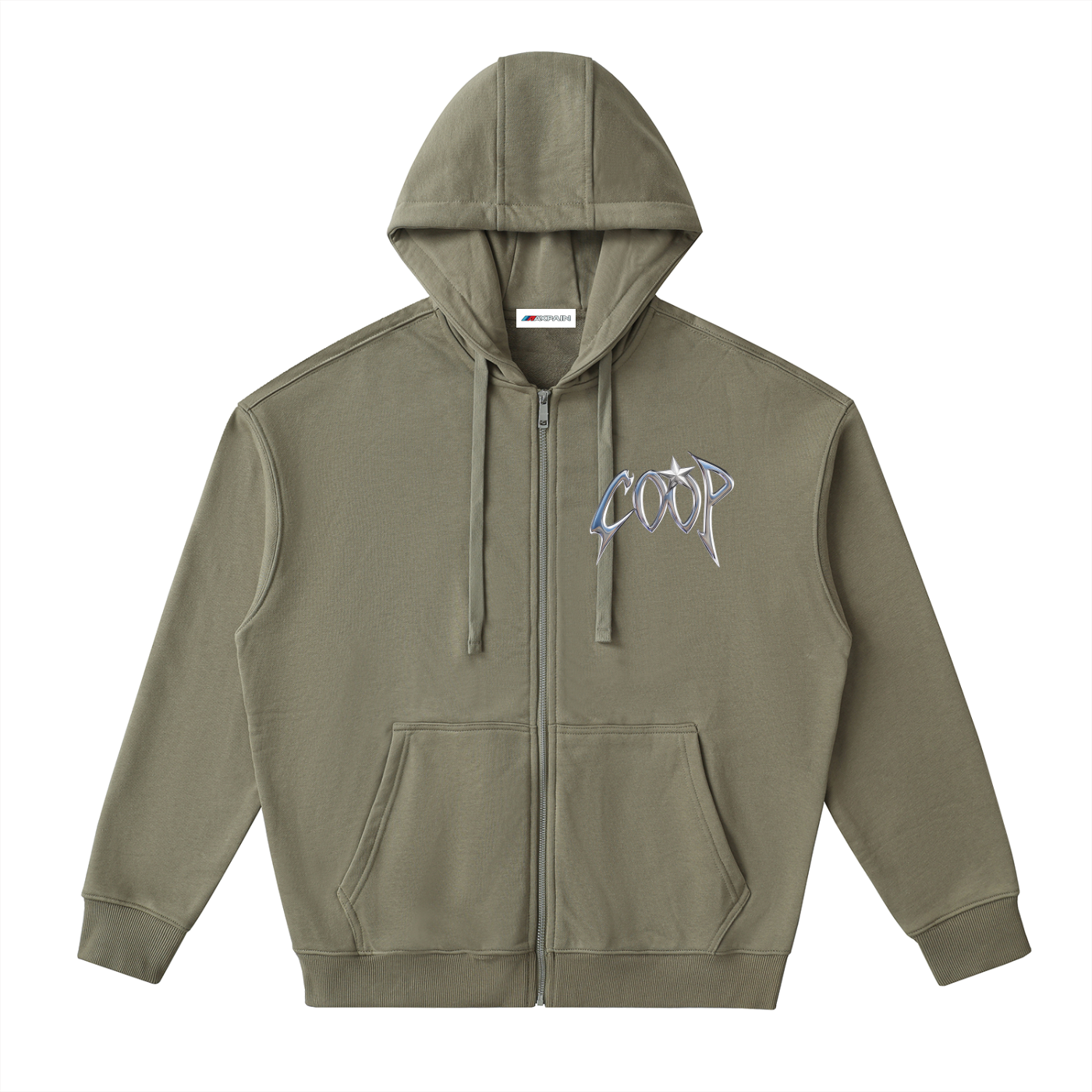 Drop-Shoulder Zip Up Hoodie