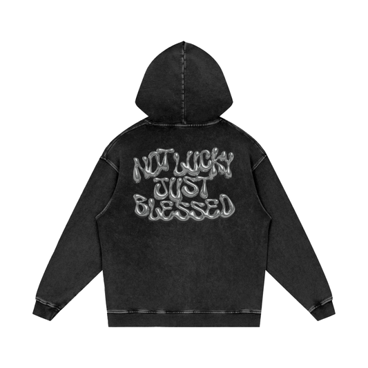 Snow Washed Loose Cotton Hoodie